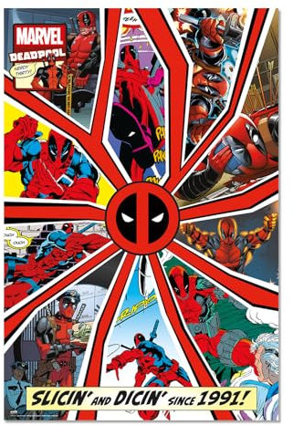 Grupo Erik Poster Deadpool Comic Cover Kunstdruck - Deko Wohnzimmer oder Deko Schlafzimmer - Deko Zimmer - Größe 61 x 91 - Offizielle Marvel Fanartikel