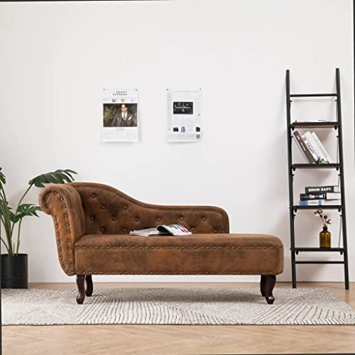 Chaiselongue Braun Wildleder-Optik,281278