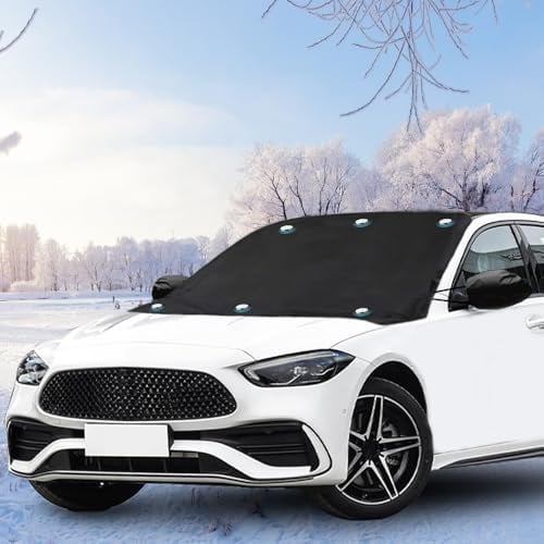 Uoimky Frontscheibenabdeckung, Magnet Auto Scheibenabdeckung mit Rückspiegelabdeckung Faltbare Winter Windschutzscheibe Abdeckung Auto Frontscheibe Eisschutzfolie gegen Schnee, Frost, EIS, UV, Staub