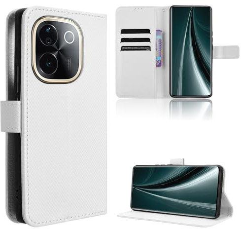 TIANYUE Handyhülle für vivo iQOO Z9s Pro Hülle, Schutzhülle Handy Lederhülle PU Leder Hülle mit [Kartenfach] [Magnetverschluss] Cover Kompatibel für vivo iQOO Z9s Pro, Weiß