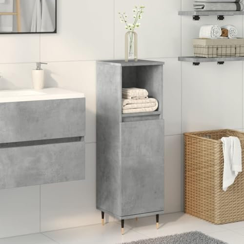 ShGaxin Armoire de salle de bain en contreplaqué gris béton 30 x 30 x 100 cm, meubles de salle de bains, meuble de salle de bain auxiliaire, colonne de salle de bain, meuble haut de bain - 857204