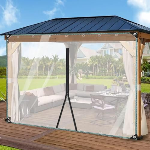 Wasserdichte Durchsichtige Plane 1/1,2/1,5/2/2,5/2,8/3m,Robuste Pvc-Vinyl- Abdeckplanen Mit Reißverschluss,0,3mm Transparente Plastikplane,Wetterfeste Vorhänge Für Draußen,LxW-3.8x3m/12.5x9.8ft