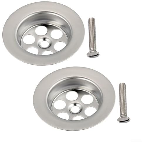 Stainless Steel Bath Hole Spare with Screw 2 Pack 70mm Silver Bathtub Drain Cover Replacement for Water Leakage