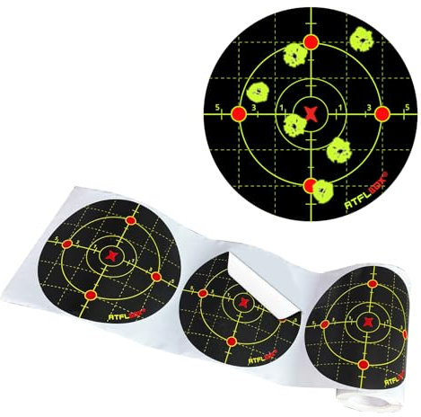 ATFLBOX 100 Stück Splatter Shooting Target 15,2 cm Selbstklebende Papierziele mit fluoreszierenden Impact Reactive Stickern für Pistole, Airsoft, Gewehre, BB Gun Schießtraining