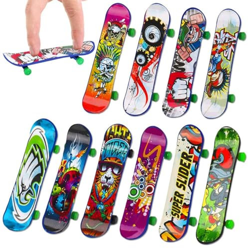 12 Finger Skateboard Set,Mini Diapasones Profesionales,Patineta de Juguete para Fiestas,Regalos de Monopatines para Adolescentes,Decoración Fiestas Regalo Cumpleaños para Niños(Patrón aleatorio)