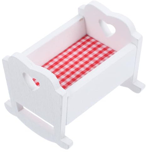 TOYANDONA Mini Puppenbett Aus Lifelike Miniatur Babybett Für Puppenhaus-Dekoration Für Kinderzimmer Und Spielzimmer Weißes Design Langlebig Und Handgefertigt
