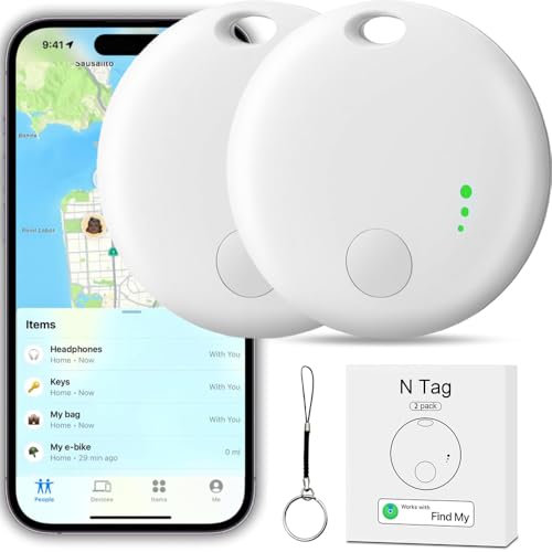 2 Pcs Smart Tracker Tag, YiYunTE Tracker Rastreador Compatible con Buscar(Sólo iOS), Impermeable Buscador de Llaves Objetos, Bluetooth Smart Finder Localizador para Niños Llaves Coche Perros Mascotas