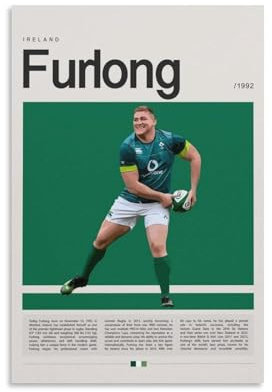FDBEKPJY Tadhg Furlong Rugby-Leinwand-Poster, Schlafzimmerdekoration, Landschaft, Büro, Raumdekoration, Geschenk, 20 x 30 cm