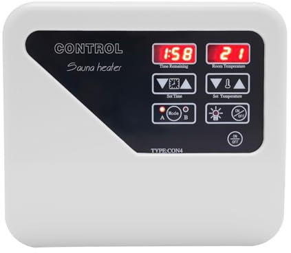 Controller digitale per sauna 3 – 9 kw, forno per sauna 40 – 105 ℃ con 2 modalità di funzionamento e interruttore della luce, controllo esterno sauna per saune private, spa (220 – 240 V)