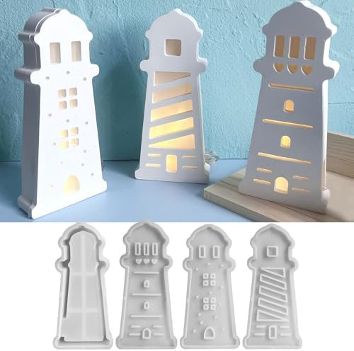Silikonformen Gießformen Leuchtturm, 3 Stück Silikonform Leuchtturm Silikonform Haus Gießform Leuchtturm Gips zum Gießen Giess formen Silikon Ostern Silikonformen Ostern für Gips Kerzen (F)
