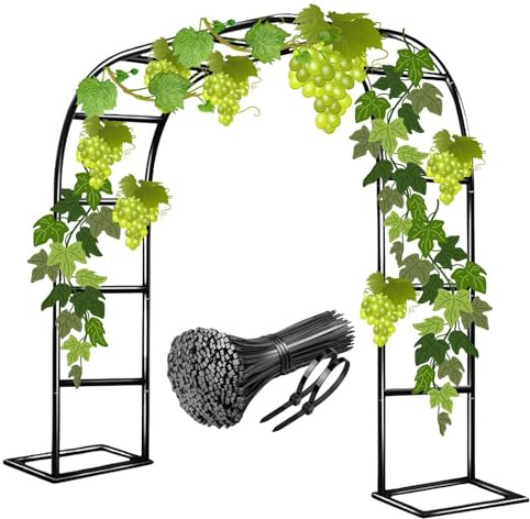 Arco da Giardino per Rampicanti Sostegno Pergolato in Metallo per Rose Fiori Piante Vite Decorazione Viali Ideale per Matrimoni Arco per Rosa Decorationi 200/220/230cm(Black,80W x 200H cm)