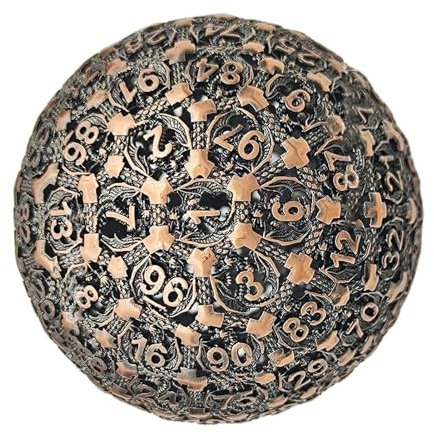 Dadi in metallo D100, dadi poliedrici a 100 facce | Dadi metallici di ruolo singolo | Giochi da tavolo piccoli e leggeri per giocatori seri e collezionisti