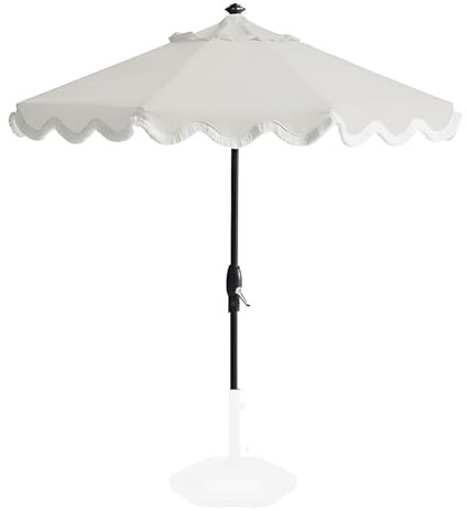 Générique Parasol de jardin droit 270cm avec frange, 210cm Parasol rond en aluminium avec manivelle, Ombrelle extérieur ventilé pour patio, terrasse, plage, Beige(210cm/6.9ft)