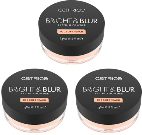 Catrice Bright & Blur Setting Powder, Nr. 030, Orange, glättend, porenverfeinernd, fixierend, strahlend, transluzent, vegan, ölfrei, ohne Parfüm, ohne Alkohol, 3er Pack (3x8g)