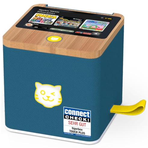 tigermedia tigerbox Touch Plus Royal Sun hellblau | Hörspielbox für Kinder | Stereo-Klang | Farb-Touchdisplay | Nachtlicht | Bluetooth-Kopfhöreranschluss | Extra starker Akku | Streaming-Hörbox Kinder