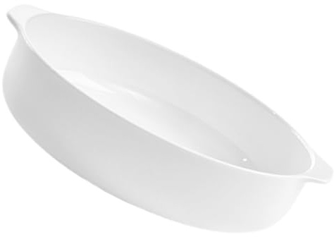 Toyvian Cacerola Cerámica Blanca Doble Asa Resistente Alta Temperatura para Hornear y Servir Plato Redondo Esmaltado Antiadherente para Tartas y Guisos Familiares