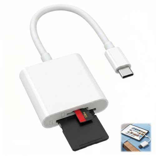 Lector Tarjetas SD USB C, Adaptador SD Micro SD para iPhone 17 16 15 iPad Pro Air Mini Huawei Xiaomi Pixel, 2 en 1 Adaptador SD y Micro SD Plug and Play para Fotos Vídeos y Archivos
