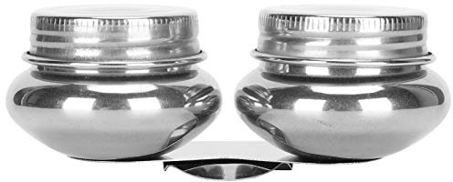 Blaihild Oil Painting Container Pot Double Dipper Stainless Steel Clip Palette Cup 4.3 Inch with Airtight Lid for Turpentine Linseed Oil Solvent Watercolor Brush Cleaning