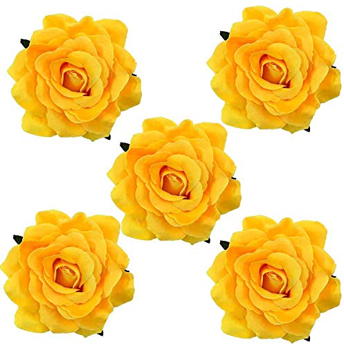 SCF2017 5 Stück Rosen-Haarspangen Haarspangen Brosche Braut Hochzeit Brautjungfer Party Zubehör (gelb)