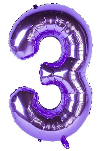 Changzhong 40 Zoll 0 to 9 in Lila Nummer Folienballon Helium Zahlenballon Luftballon Riesenzahl Party Hochzeit Kindergeburtstag Geburtstag (Number 3)