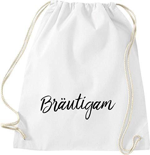 Shirtinstyle Turnbeutel, Bräutigam, Junggesellen Abschied Hochzeit Herz Gym Sack Tasche Beutel, Farbe Weiss