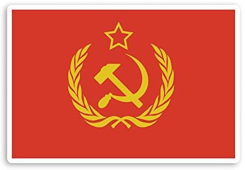 Vinyl-Aufkleber #31654, Flagge der Sowjetunion – Roter Hammer & Sichel, 10 cm, 2 Stück 10cm Wide rot