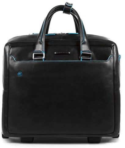 Piquadro Cartella Trolley 2 ruote in Pelle, Unisex-Erwachsene Gepäck- Kuriertasche, Schwarz, 56 Chaqueta- 101,60 cm Talla - BV4729B2/N