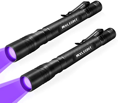 MXLEGNT UV Taschenlampe 2er Pack Schwarzlicht 395nm Ultraviolett Licht Lampe Zoombar, Detektor für Haustier Urin und Bettwanzen Angetrieben durch AAA-Batterien (Schwarzlicht, 2er-Pack, Ohne Batterie)