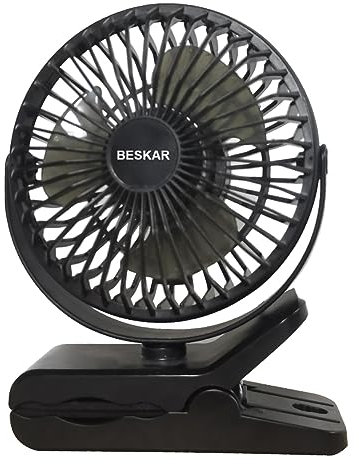 BESKAR 6 Inch Clip on Fan, 3 Speeds Small Fan with Strong Airflow, Clip & Desk Fan USB Plug in with Sturdy Clamp - Ultra Quiet operation for Office Dorm Bedroom Stroller