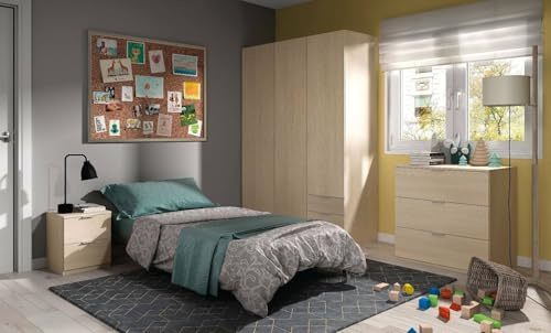 Dmora Armario de Tres Puertas con Barra para Colgar, estantes y cajones, Color Roble, Medidas 121 x 51 x 180 cm, 3 cm de Altura