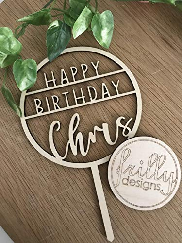 Happy birthday Cake topper mit name Cake Topper Name Holz Tortenaufsatz Personalisiert kuchendeko geburtstag, Handmade von frilly designs