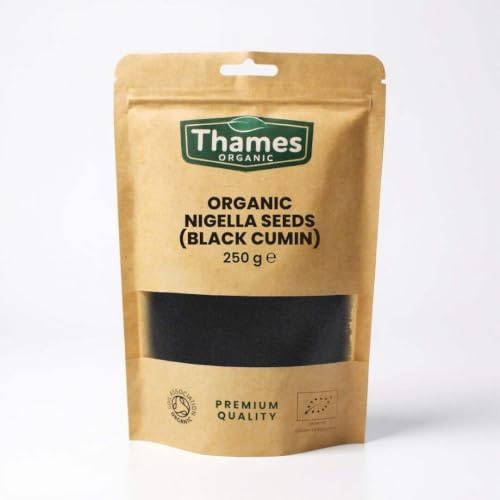 Organic Nigella Seeds - 100% Pure and Natural - Nutritious, Flavorful, and Versatile Ingredient - Resealable Pouch for Freshness - Thames Organic 250g