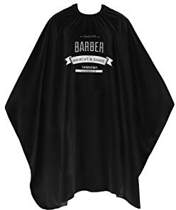barber marmara Wasserabweisend Friseurumhang,Frisier-Umhang zum Schneiden, Färben, Herren Umhang für Barbershops Friseur-Barbier-Salon, Penuar Cape für Erwachsene schwarz (BARBER CLASSIK)