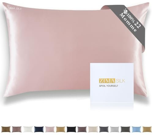 ZIMASILK 100% Pure 22 Momme Mulberry Seide Kissenbezug für Haar und Haut, Aufgewertete Seide Langlebig, Weich, Glatt, Beidseitig Premium Grade 6A Seide, 1pc (Standardgröße 50x75 cm, Rosa)