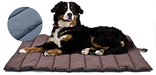 XIAPIA wasserdichte Hundematte für Outdoor, Waschbares Hundebett, Antistatik, Hygienisch, Faltbar, Große Reisedecke für Haustier 110x68 cm (Braun/Blau)