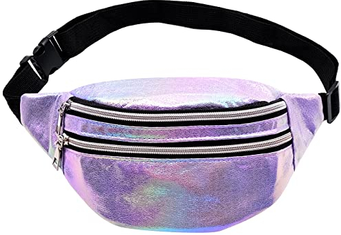Holographische Hüfttaschen, Lila Gürteltasche, Sport Bauchtasche, wasserdichte Reise Gürteltasche, Damenmode Gürteltasche für Runing, Wanderung und Outdoor-Aktivitäten
