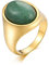 AmDxD Hochzeit Ringe Gold, Oval Verlobungsring Vintage, mit Grün Opal Oval, Poliert, Geschenk für Ihn, Grün Gr. 62 (19.7)
