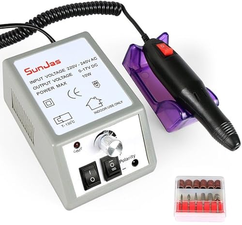SunJas Ponceuse à Ongles Électrique Professionnelle Manucure Machine Ongles Electrique Kit Complet Ponceuse Électrique Professionnelle Manucure et Pédicure avec 6 Embouts Ponçage