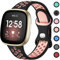 Upeak Sportarmband Kompatibel mit Fitbit Versa 3 Armband/Versa 4 Armband/Fitbit Sense Armband/Sense 2 Armband, Atmungsaktiv Silikon Doppelloch Schnappschnalle Ersatzband, Klein, Schwarz/Rosa