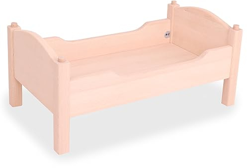 Holzspielzeug Peitz Puppenbett aus Holz | Puppenbett für Puppen bis 50 cm | Natur oder Geölt | Robustes Buchenholz