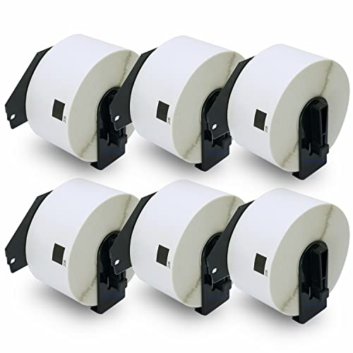 BETCKEY - 6 Rollen DK-11208 Große Adressetiketten Kompatibel mit Brother, 38mm x 90mm, 2400 Etiketten, Ablösbar für Brother QL Etikettendrucker