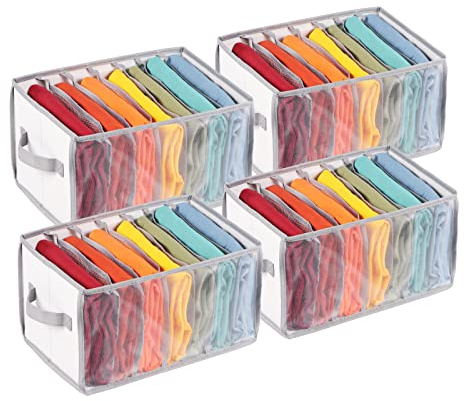 Univivi Großer Schrank Organizer Kleiderschrank, Tragbarer Kleiderschrank aus Mesh Schrank Organizer für Pax, Jeans, Hosen, T-Shirt, Leggings, Aufbewahrung Kleiderschrank Organizer -4 Stück