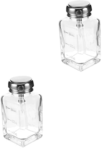 Minkissy 2 Pièces Flacon Pompe en Verre Vide - Pot de Dissolvant Pour Vernis à Ongles - Récipient Distributeur Avec Pompe Pour Alcool