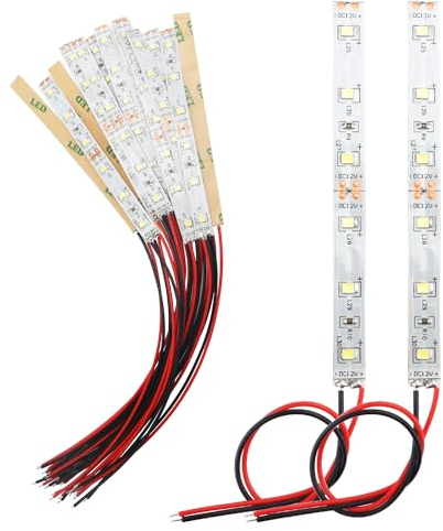 YIXISI 15 Stücke 100mm VorDrahtete LED Streifen, 2335 SMD LED, Modellbau Led Beleuchtung, 12-18V LED Streifen, Weiß