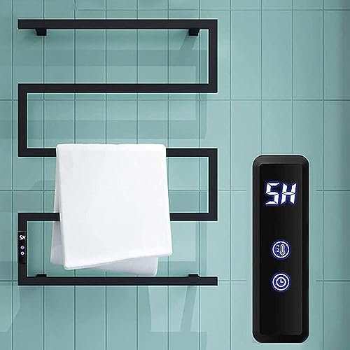 SACLMD Noir Sèche Serviette Électrique Soufflant,Radiateur Seche Serviette Electrique Salle de Bain Mural,Porte Serviettes Chauffant Étanche,Porte-Serviettes Chauffant éLectrique