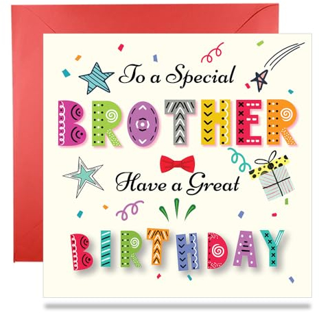 Papa Prints Geburtstagskarten für Bruder Erwachsene Geburtstagskarte für Bruder (145 x 150 mm) Geburtstagskarte mit Umschlag Besondere Bruder Geburtstagskarten Lustige Big Brother Karte Lustig