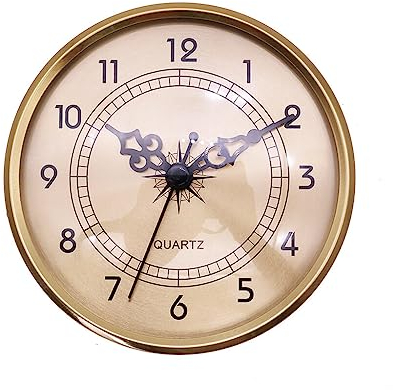 MoreChioce 108mm Quarz-Uhren-Einsatz, Klassischer Eingebauter Uhrenkopf Einbauuhr Einsteck-Uhrwerk mit Ziffern DIY Runde Quarz-Uhrwerk Geräuschlose Nicht Tickende Wanduhr #Bronze#Keine Batterie