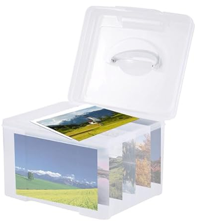 Veciado Photo Storage Case with Handle, 6 Inner Keeper Case, Greeting Card & Crafts Organiser, Stamps Box