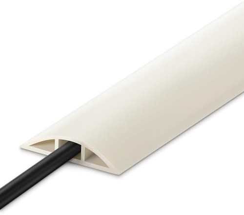 LZEOY 3 m Bodenkordelabdeckung, beige, strapazierfähige Kabelabdeckungen, Kabelbodenabdeckung, Bodenkabelschutz, Kabel verstecken, 25,4 cm Länge, 1,2 cm B x 0,6 cm H