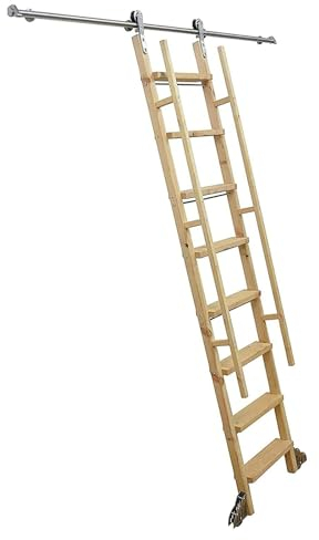 Rail Porte Echelle Coulissante Suspendus - Rails D'échelle Coulissants Pour Bibliothèque, Voie D'échelle Mobile De Tube Rond D'acier Inoxydable, Avec Roues À Roulettes Au Sol (sans Échelle) ( Size : 6